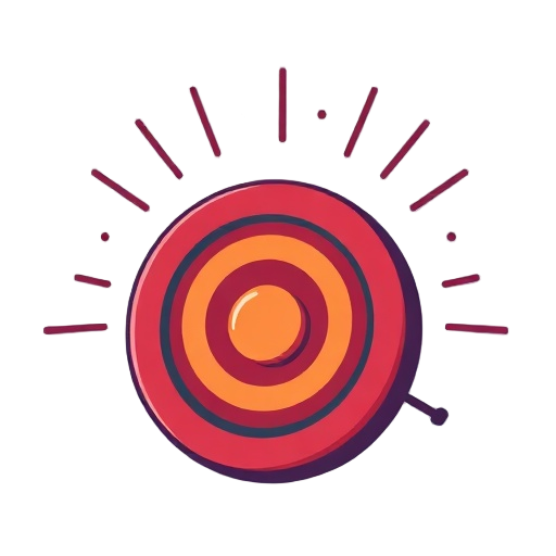 Carefully describe an image in great detail that needs to be generate, use quotes to split visual things, " "Speaker with sound rays" "target message" "four layers symbols""