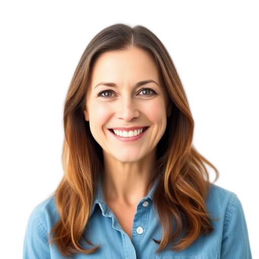 Een glimlachend persoon met een witte achtergrond.