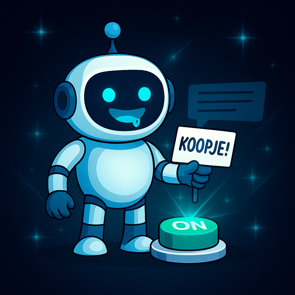 Robot kwijlt met bordje Koopje