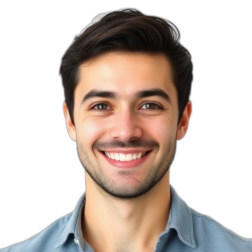 Een glimlachende persoon met een witte achtergrond.