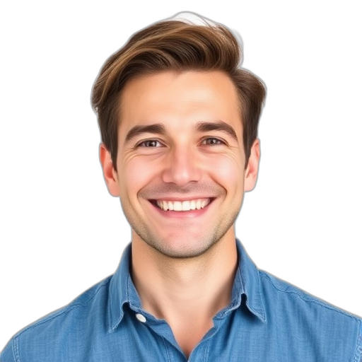 Een glimlachende persoon met een witte achtergrond.