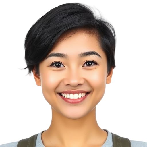 Een persoon die naar de camera glimlacht met een witte achtergrond.