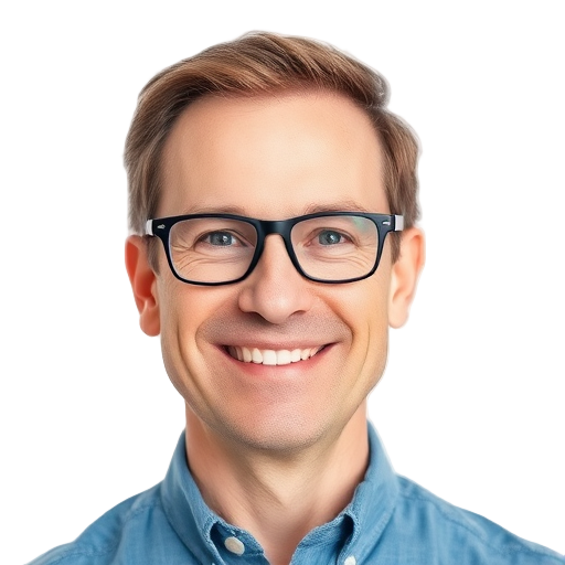 Een persoon die glimlacht naar de camera met een witte achtergrond.