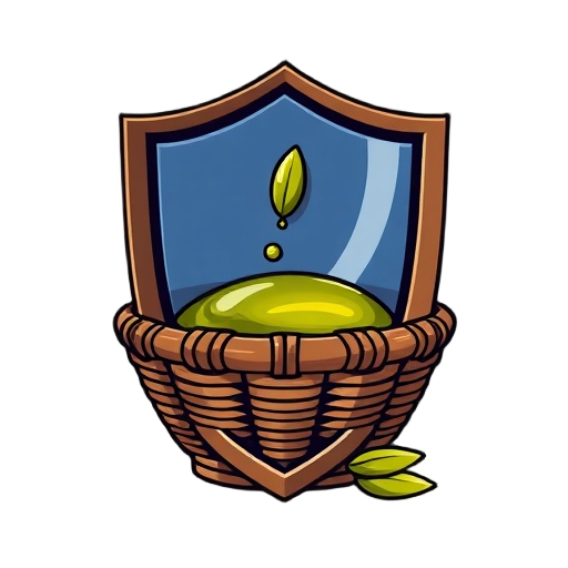 Carefully describe an image in great detail that needs to be generate, use quotes to split visual things. "olive oil" "shield" "basket"