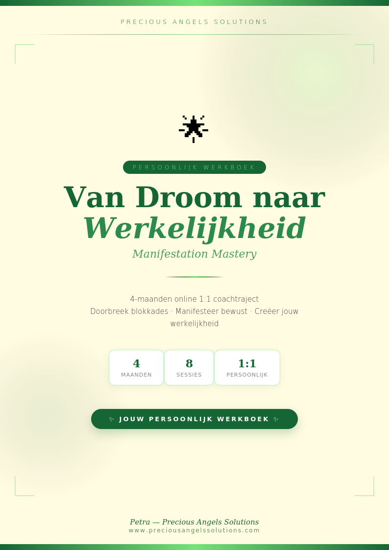 Voorpagina Van Droom naar Werkelijkheid - Manifestation Mastery - 4-maandtraject