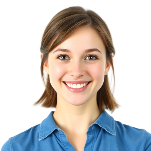 Een persoon glimlacht naar de camera met een witte achtergrond.