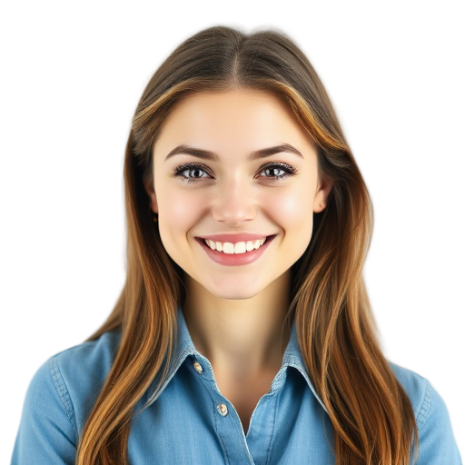 Een glimlachend persoon met een witte achtergrond.