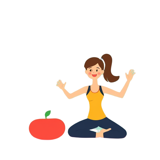 Vrouw die mediteert naast een appel.