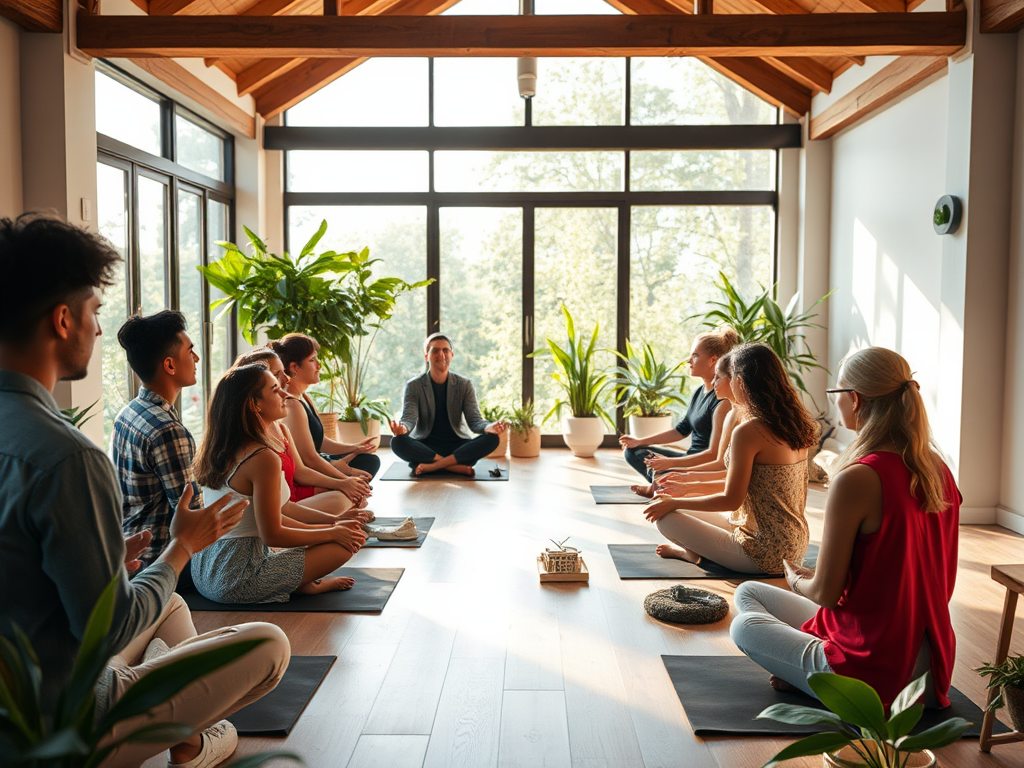 Een serene workshop met deelnemers die mediteren.