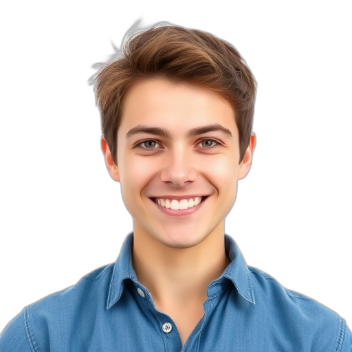 Een persoon glimlachend naar de camera met een witte achtergrond.