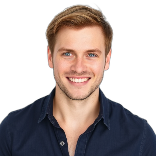 Een glimlachende persoon met een witte achtergrond.