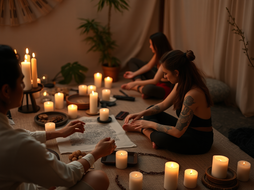 Een serene Soul Ink Ceremony met handpoke tatoeages en meditatie.