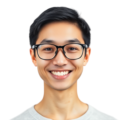 Een persoon met een glimlach tegen een witte achtergrond.