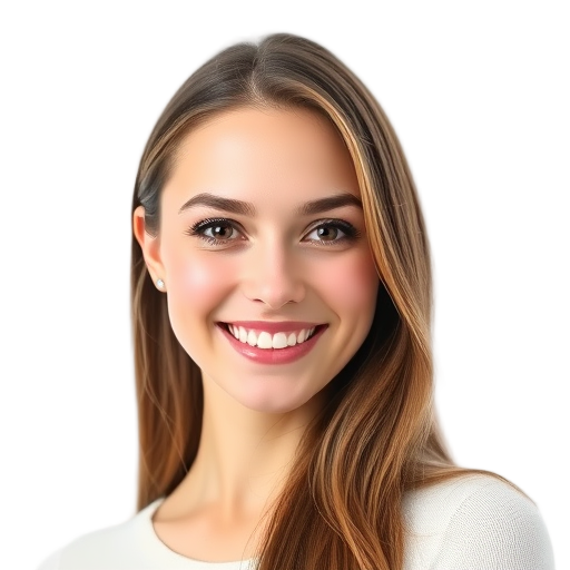 Een persoon die naar de camera glimlacht met een witte achtergrond.