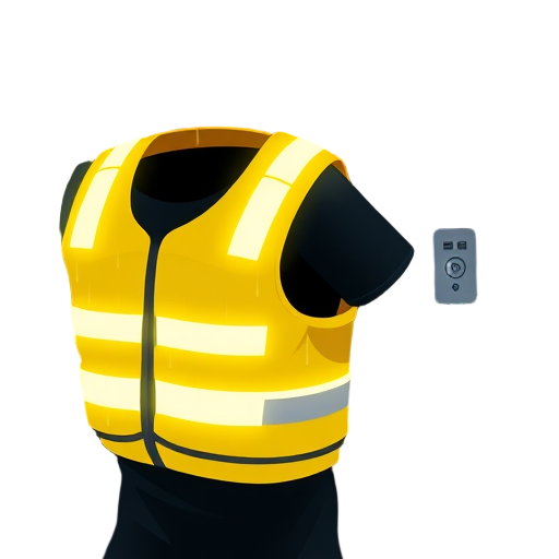"yellow vest" "glowing LED strips" "runner silhouette" "dark background" "rain droplets" "USB charging port"