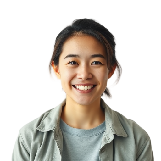 A person smiling to the camera with a white background looking like