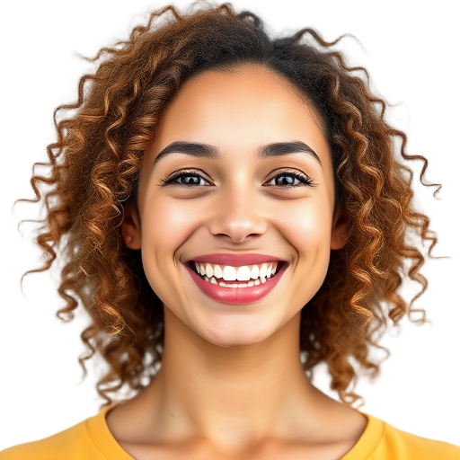 Een persoon die naar de camera lacht met een witte achtergrond.