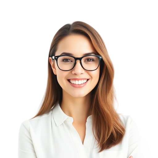 Een persoon met een bril die glimlacht.