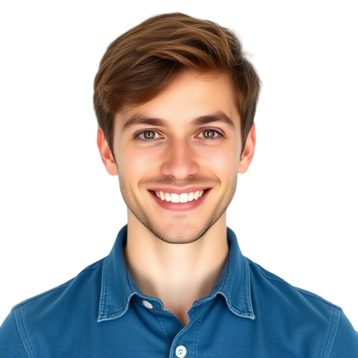 Een persoon glimlachend naar de camera met een witte achtergrond.