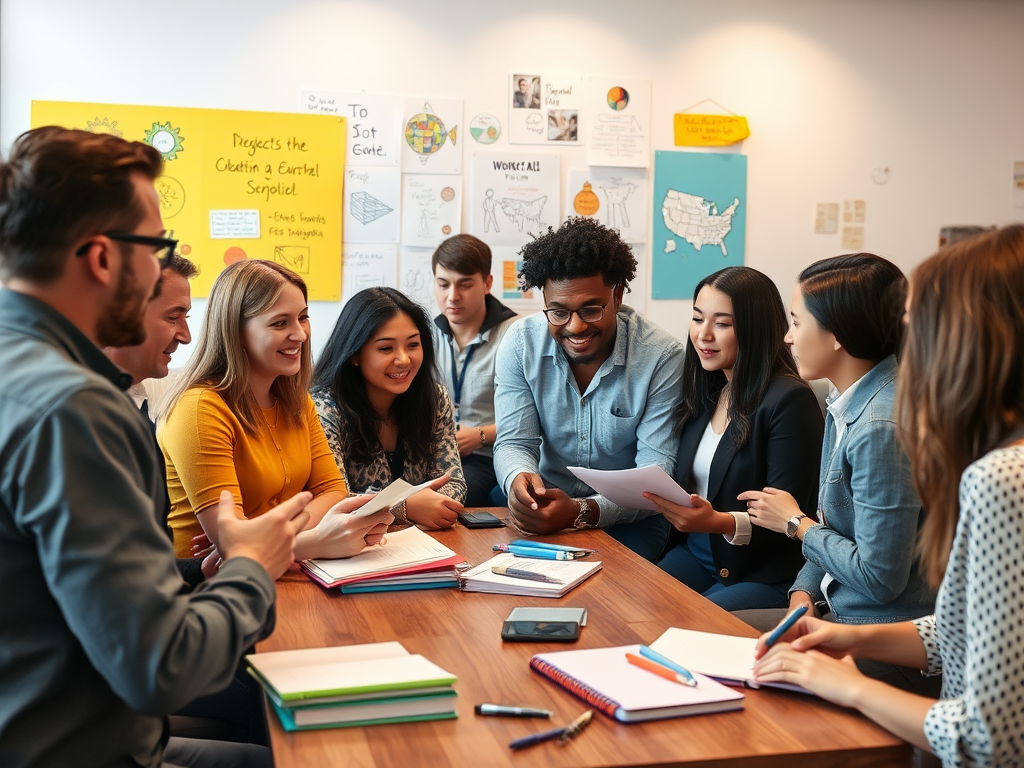 Een levendige workshop met diverse professionals in discussie.