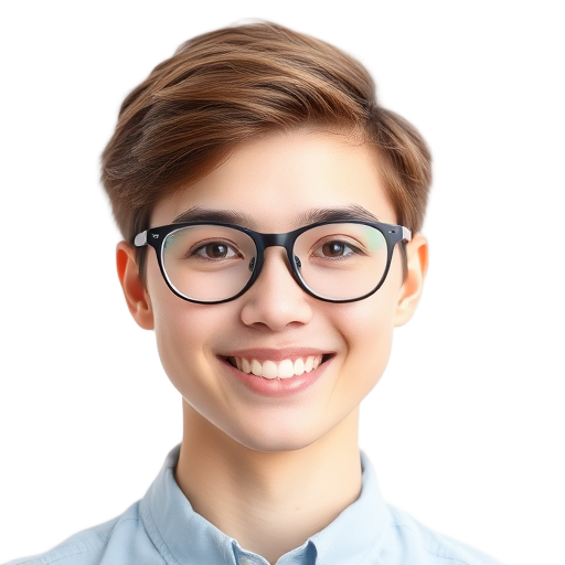 Een persoon die glimlacht naar de camera met een witte achtergrond.