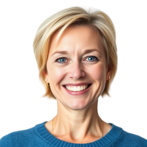 A person smiling to the camera with a white background looking like