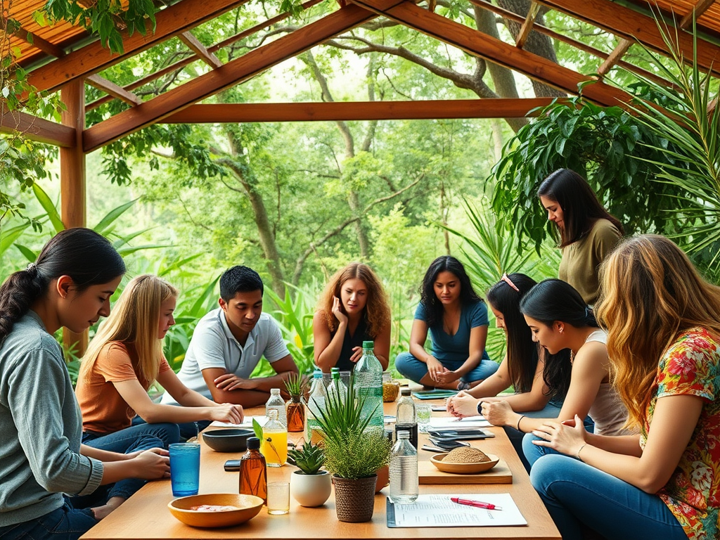 Een levendige workshop met diverse mensen in de natuur.