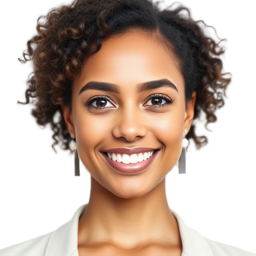 A person smiling to the camera with a white background looking like