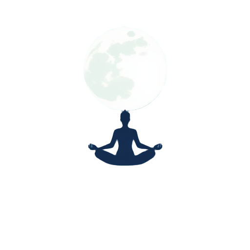 Yogi in lotushouding onder een volle maan.