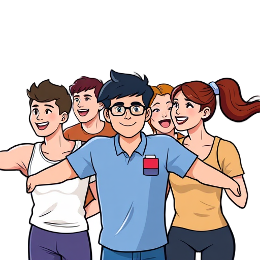 Vriendelijke groep studenten die samen lachen.