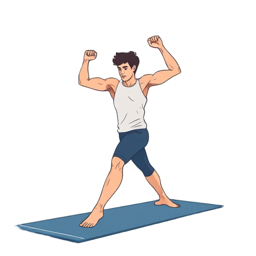 Energieke persoon in een yoga houding op mat.
