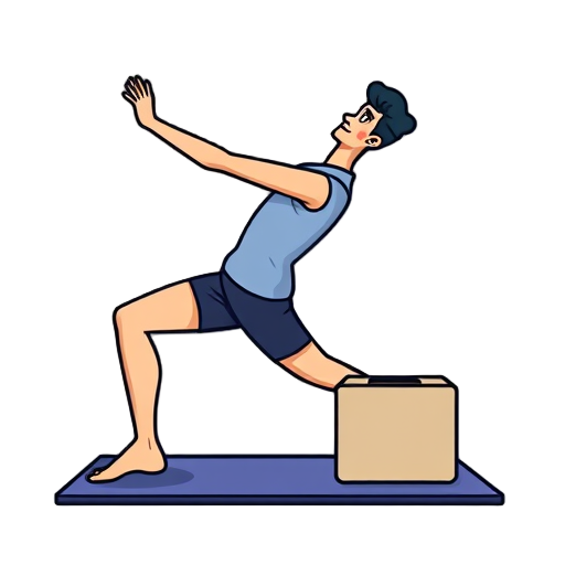 Man die yoga beoefent op een mat met blok.