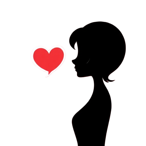 "woman silhouette" "speech bubble" "heart" "soft light" "quiet emotions"