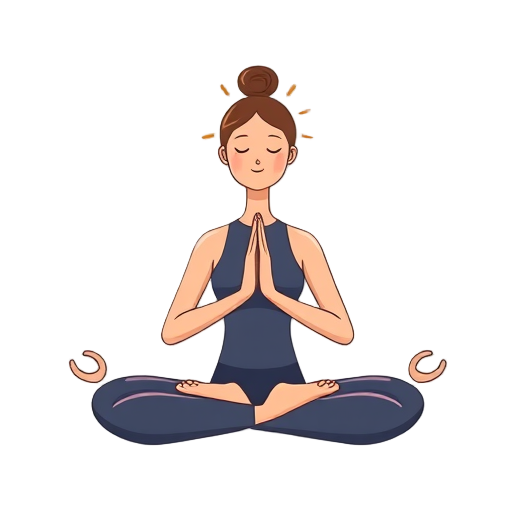 Vrouw in meditatiehouding met samengevoegde handen.