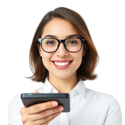 A person smiling to the camera with a white background looking like