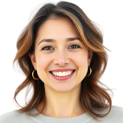 A person smiling to the camera with a white background looking like