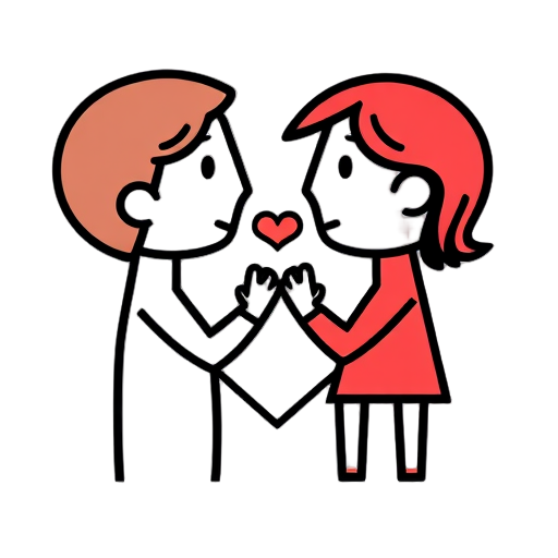Illustration of two figures holding hands with a heart symbol.
