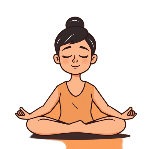 "person meditating" "calm face" "deep breaths" "flowing lines" "relaxed shoulders" "peaceful aura"