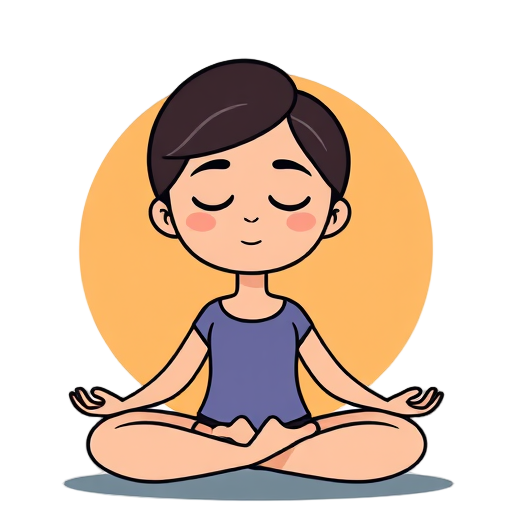 "person meditating" "calm face" "breath waves" "gentle hands" "relaxed shoulders" "soft colors"