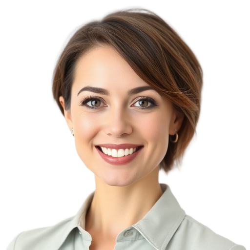 A person smiling to the camera with a white background looking like