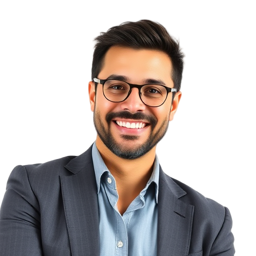 A person smiling to the camera with a white background looking like