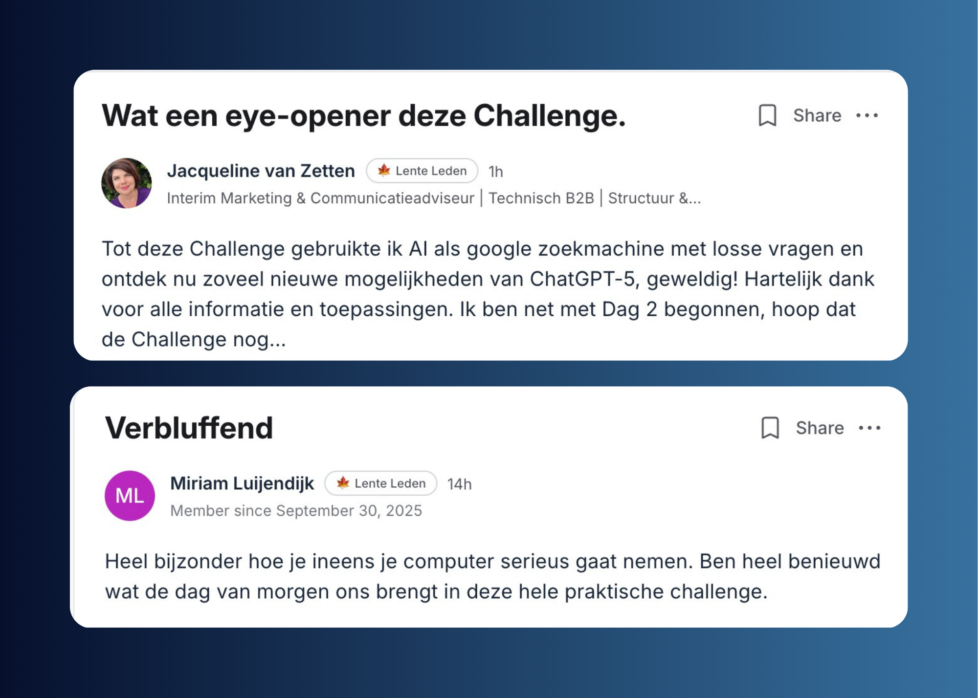 Feedback Jacqueline en Miriam