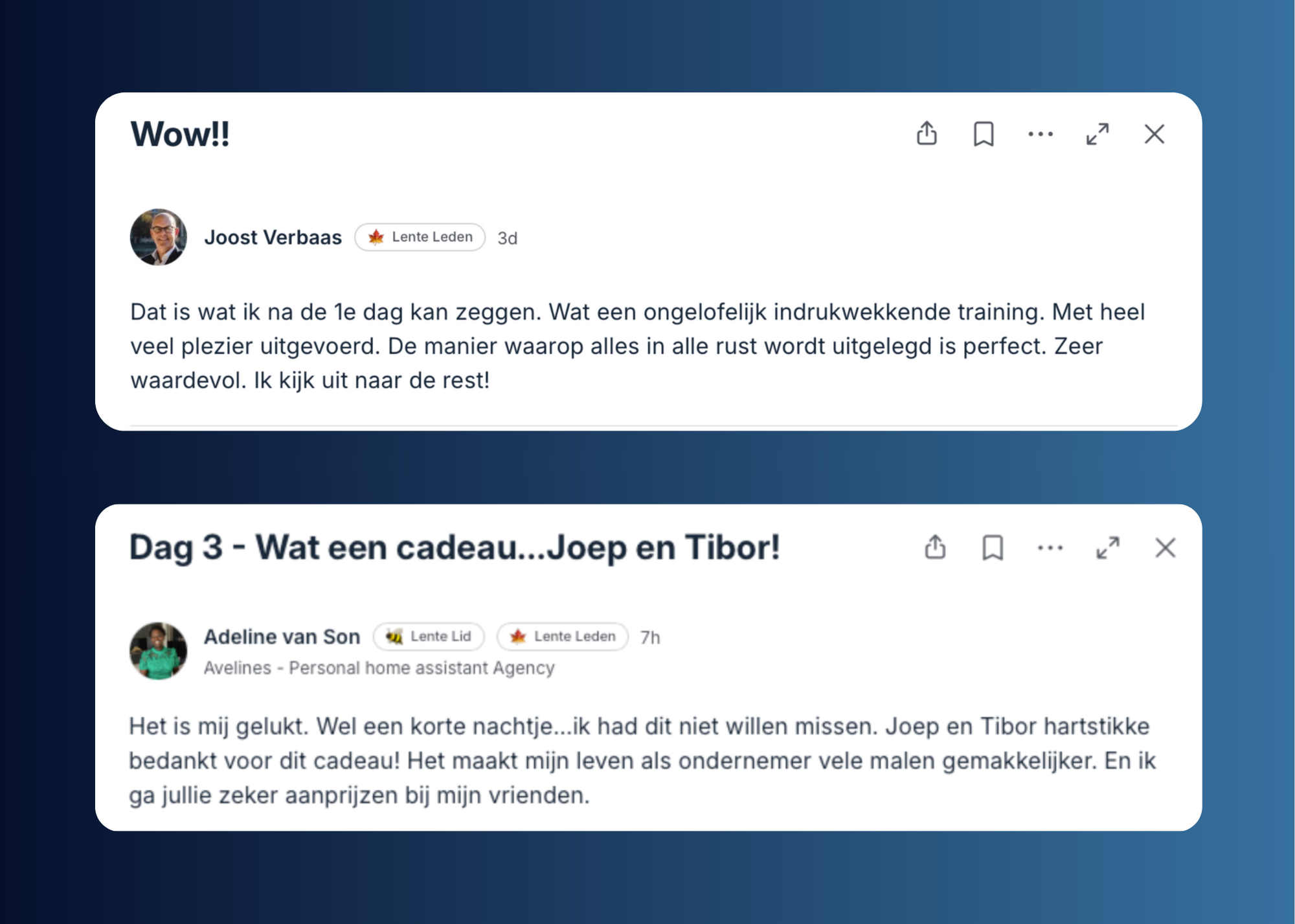Feedback Joost en Adeline