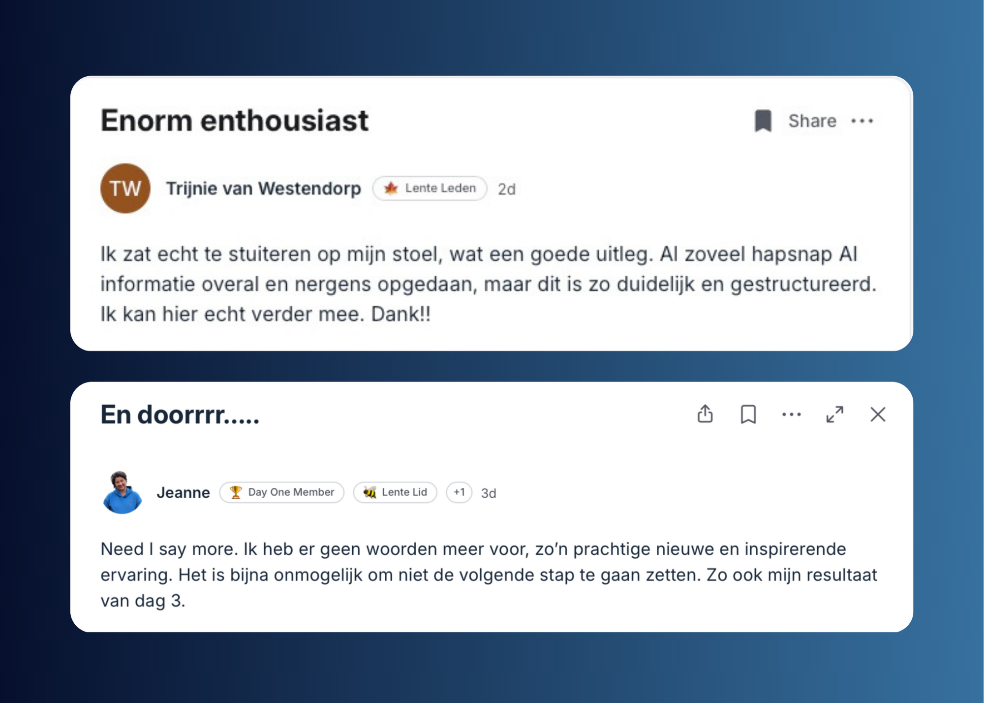 Feedback Trijnie en Jeanne