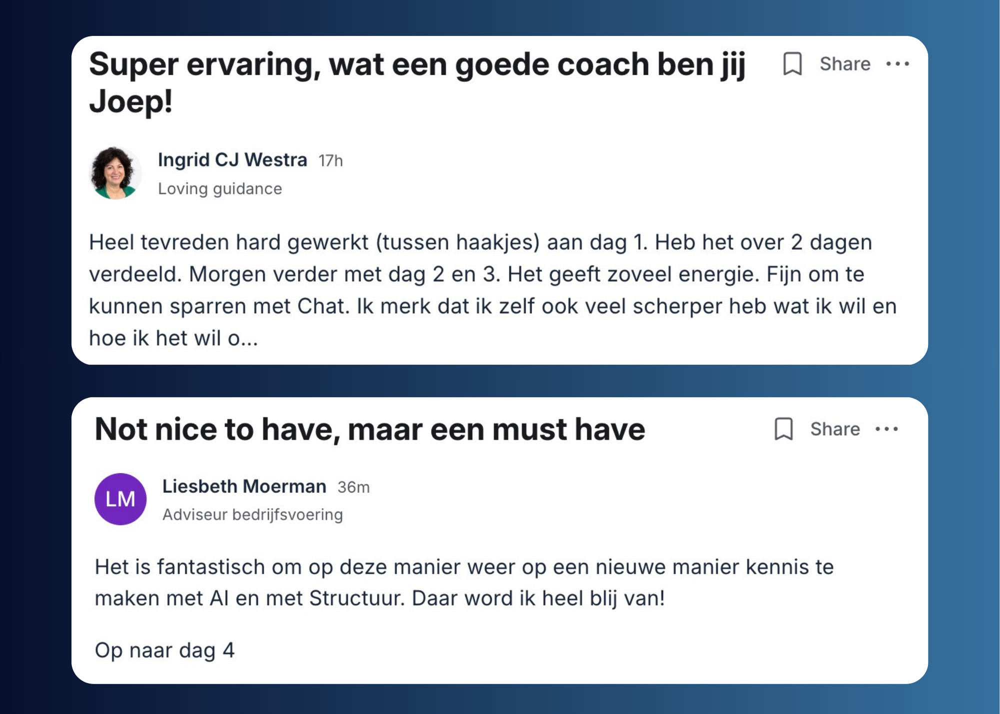 Feedback Ingrid en Liesbeth