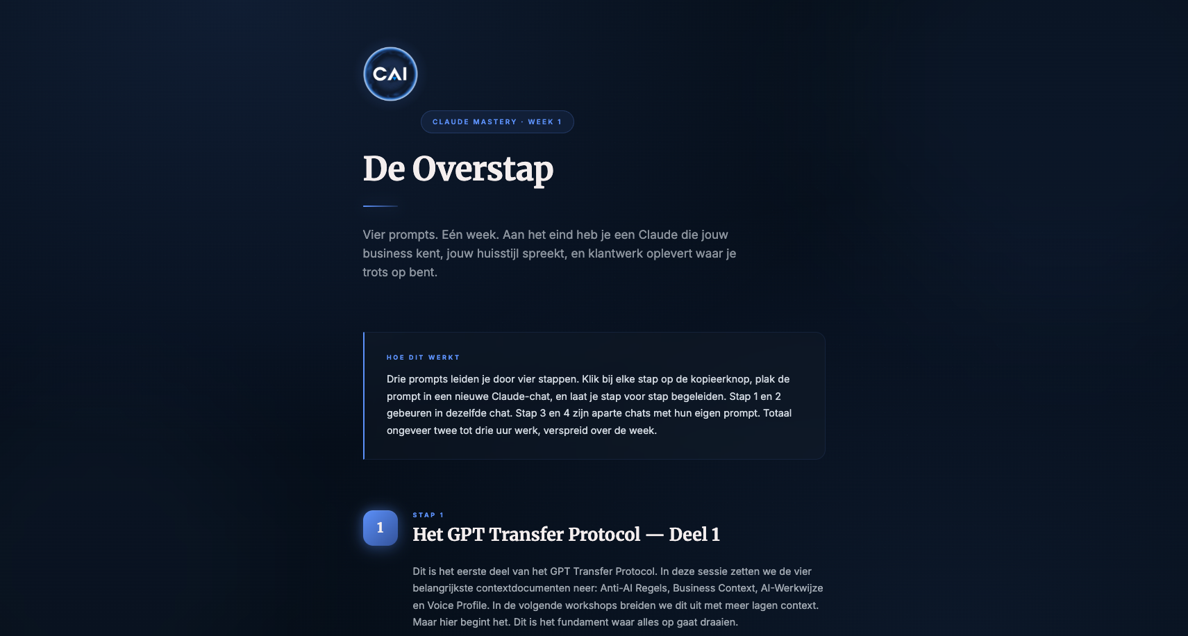 Implementatiehandleiding Week 1: De Overstap