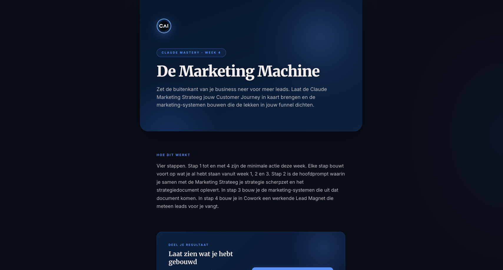 Implementatiehandleiding Week 4: De Marketing Machine