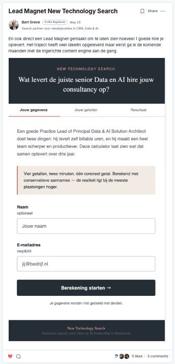 Lead magnet die laat zien wat één goede hire oplevert, gemaakt met Claude.
