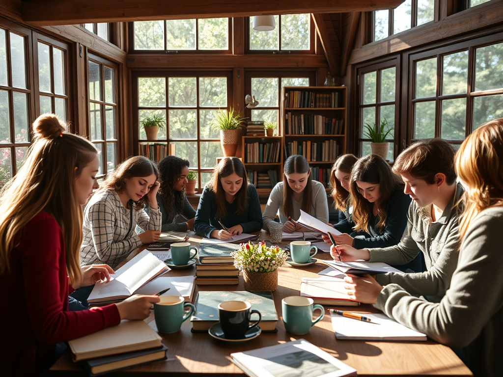 Een gezellige schrijfworkshop met betrokken auteurs en boeken.