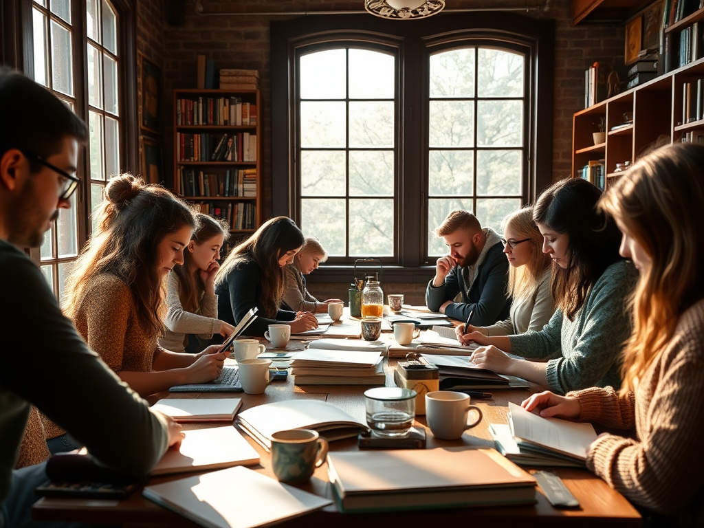Een gezellige schrijversworkshop met betrokken auteurs.